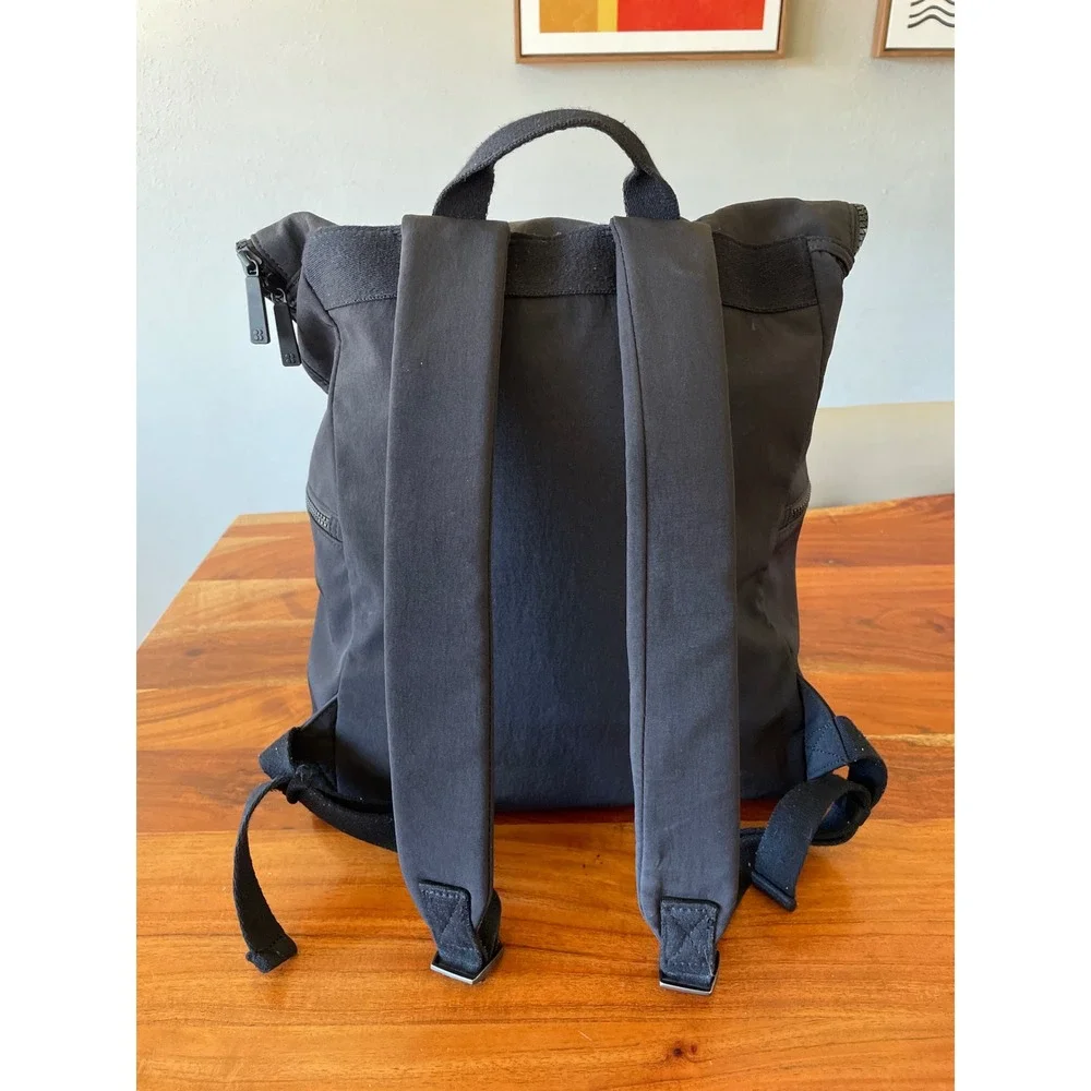 Sweaty Betty All Sport‎ Backpack Black Scuba Gym Commuter Bag Fold Over Zip